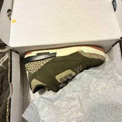 Olive Green Air Jordan 3 Retro With An Olive Green Shirt To Match Size Medium 