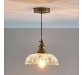 Light Pendant Light with Oil Rubbed Bronze Metal Glass Shade and Adjustable Cord Industrial Ceiling Hanging Light for Kitchen Island Bar Dining Room B