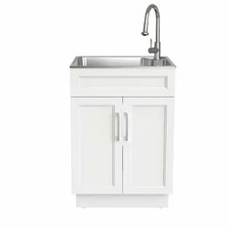 Glacier Bay 24in. Drop-In Stainless Steel Laundry Sink with Assembled Cabinet with Faucet