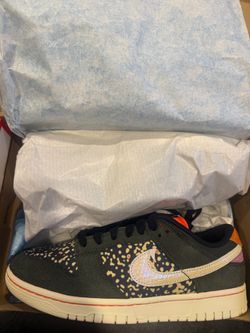Sz 8 Men’s Nike Dunk Low Safari Print Sneakers Rainbow Trout