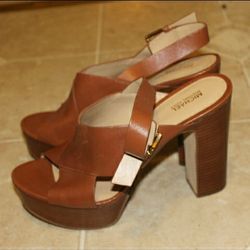 Michael Kors Size 10 Brown Leather Heels