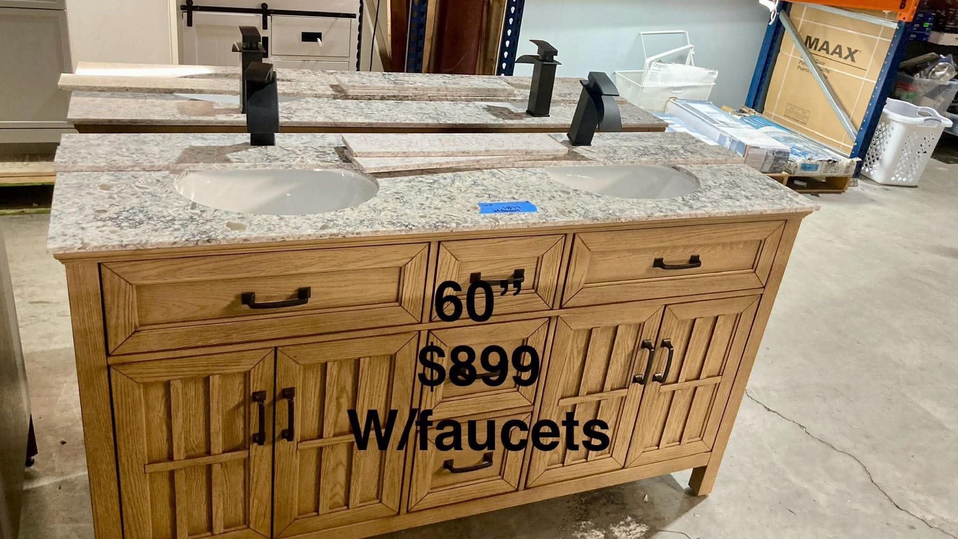 60in Double Bathroom Vanity with Top and Faucets