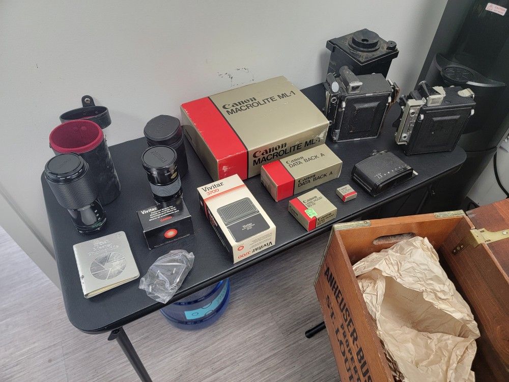 Old Camera And Canon Accessories Lot