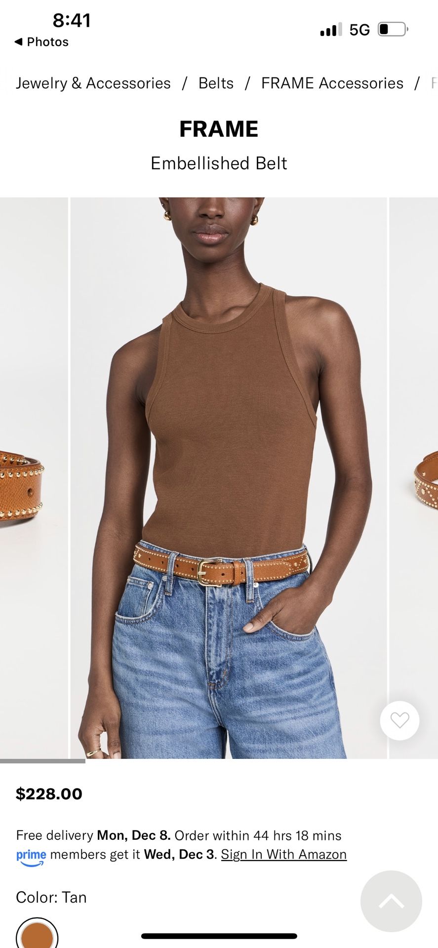 NEW FRAME BROWN LEATHER BELT SIZE SMALL