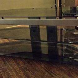 2 Each - BUSH INDUSTRIES ENTERTAINMENT CENTER, TEMPERED SMOKED GLASS & STEEL