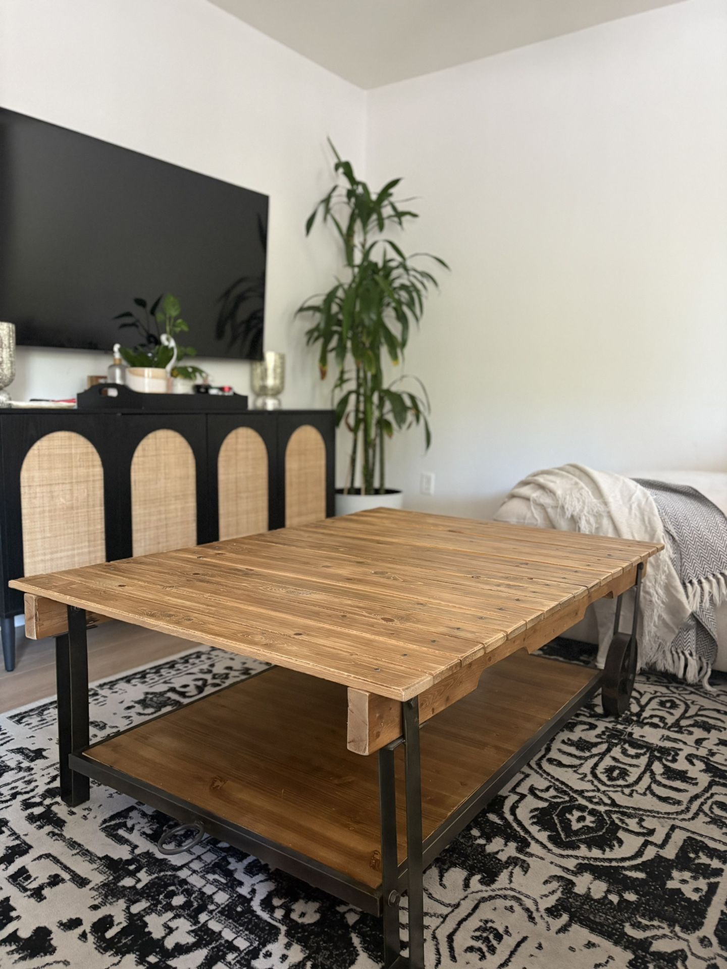 Wooden Coffee Table with Storage Shelf