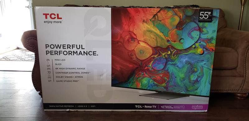 TCL 55” 6 Series Mini-LED QLED Dolby Vision Atmos 4K 144Hz Roku TV 55R655