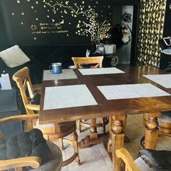 Solid Wood High Dining Table And 6 Chairs 🪑 (HEAVY) 