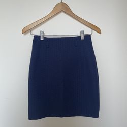 Textured above the knee navy skirt