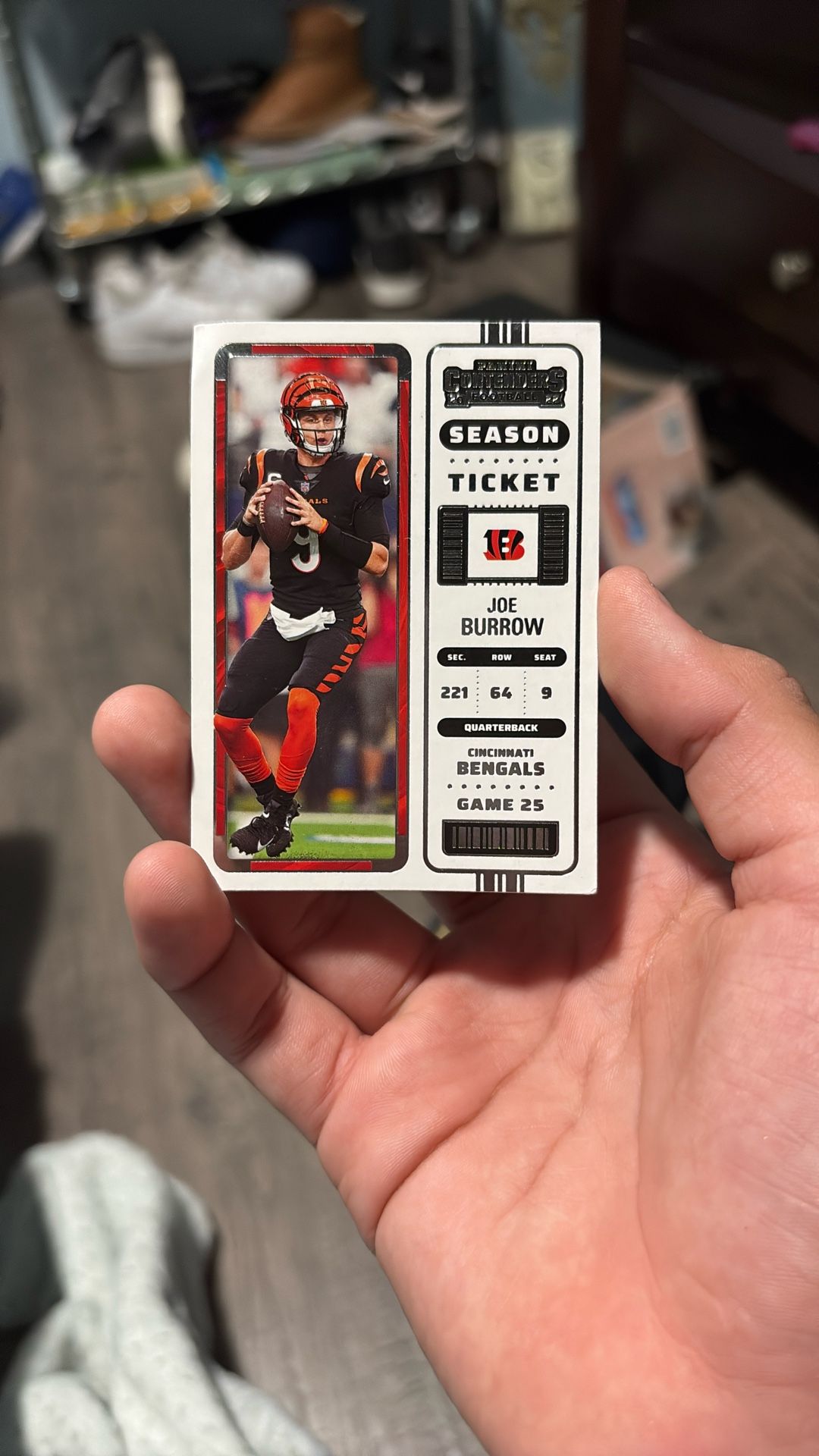 2022 Panini Contenders Season Ticket Joe Burrow Cincinnati Bengals Card #17