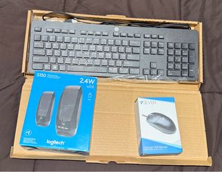 Wired keyboard, mouse and speaker