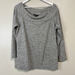 Gibson Women’s Off The Shoulder Fleece Sweater Heather Grey Size Large NWT