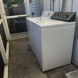 Whirlpool Washer and GE Dryer (both white)