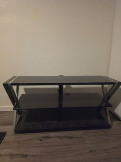 3-Tier Black Glass TV Stand
