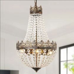 4424: New French Empire 4-Light Crystal Chandelier Antique Pendant Lighting
Real K9 Empire Crystal Chandeliers, Mini Vintage Ceiling Lights for Dining