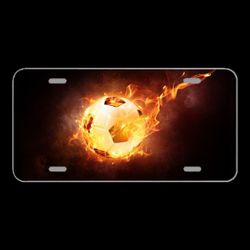 License Plate Novelty Car Front Football Ball Sport Leather Fire