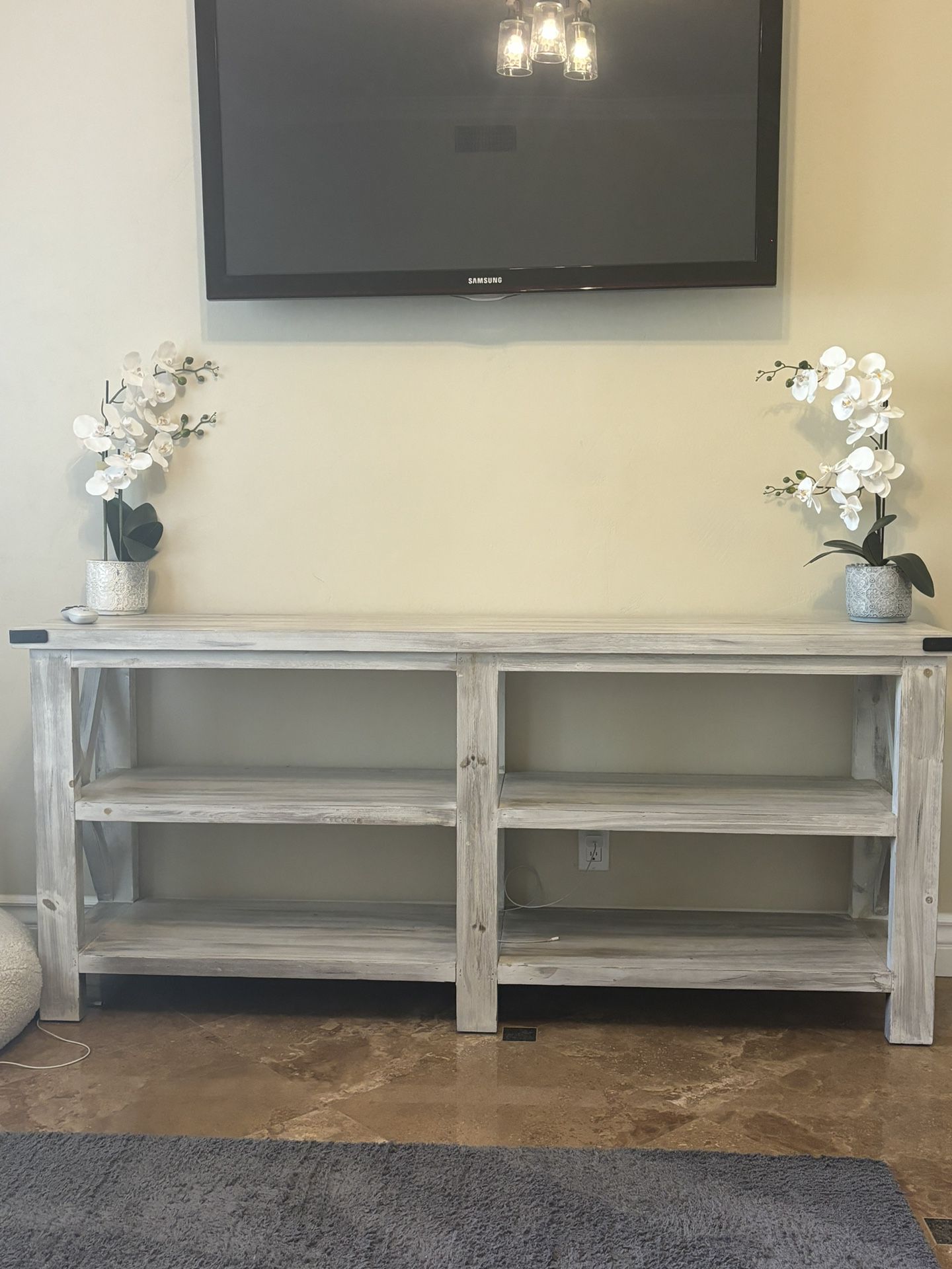 LARGE CONSOLE TABLE w/ SHELVES FOR STORAGE OR INSERT BASKETS