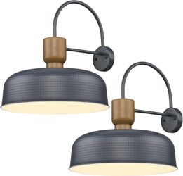 Darkaway Industrial Barn Wall Sconces, 2-Pack Gooseneck Light Fixtures 