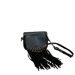 100% AUTHENTIC Chloe black suede crossbody handbag with fringe, black Chloe bag, black designer bag, chloe crossbody bag, chloe handbag, designer bag
