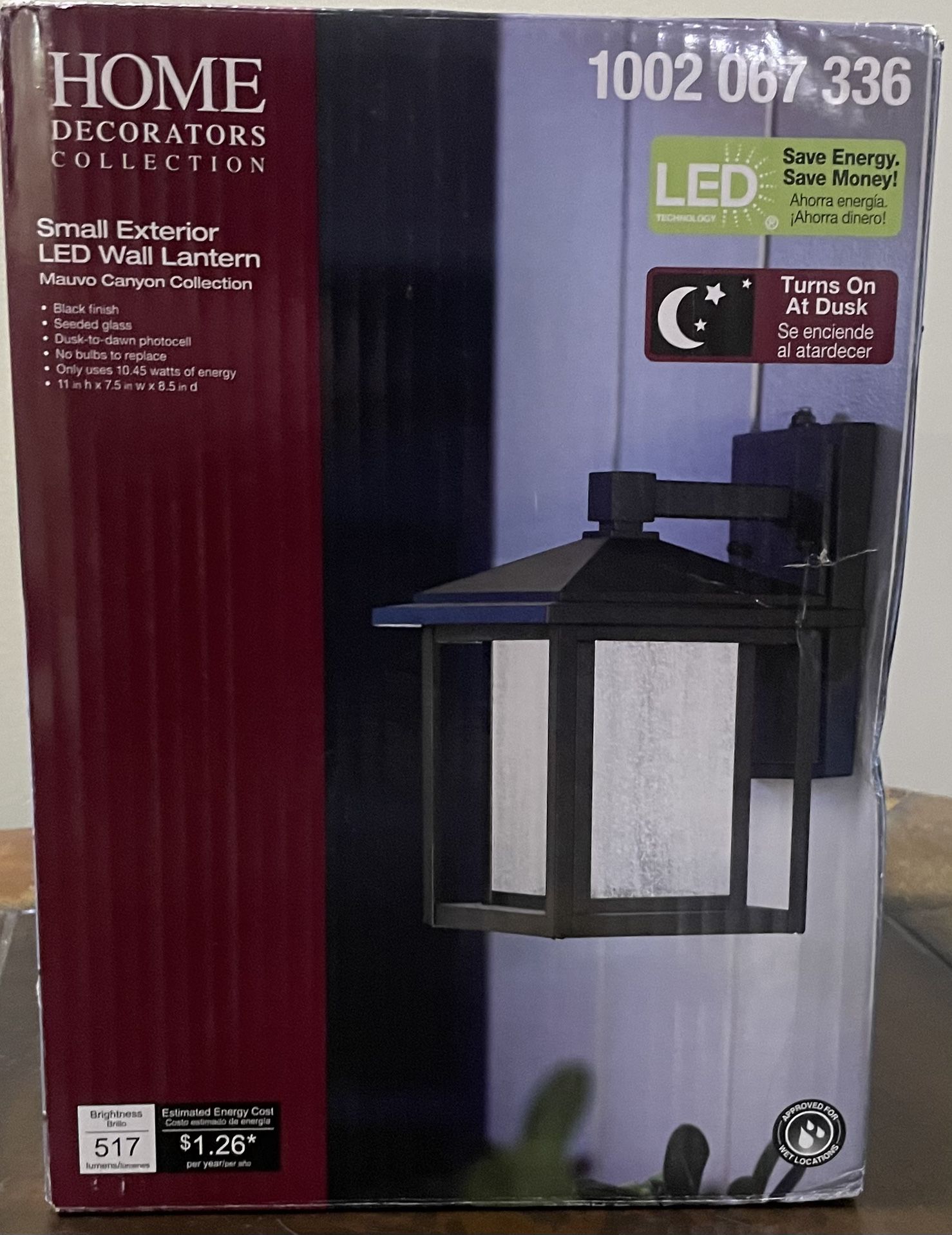 Home Decorators Collection Black Outdoor LED Small Wall Lantern New