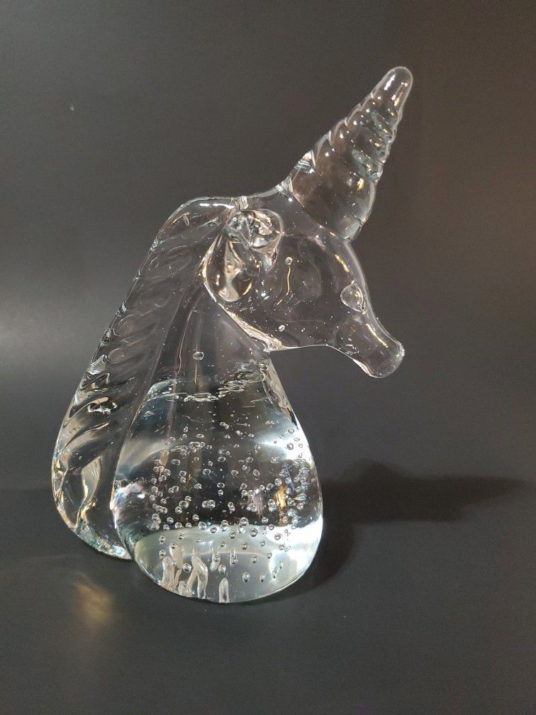 Bubble Glass Unicorn Sculpture Paperweight 