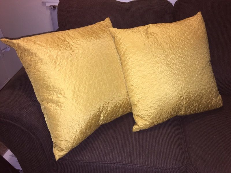 Pair Golden Yellow Throw Pillows