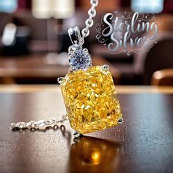 Sterling Silver Necklace with Large Zirconia Stone