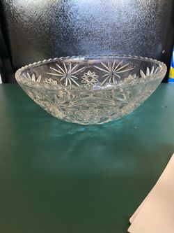Clear Cut Glass Serving Bowl