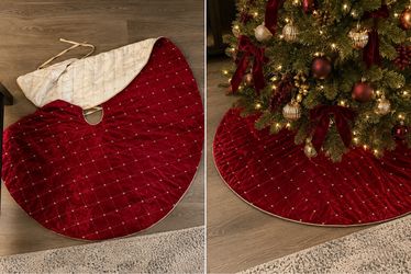Red/White Velvet Christmas Tree Skirt