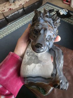 Agate Geode Wolf Beautifully Carved