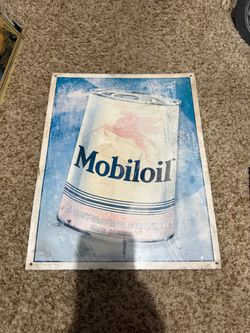 Vintage Mobiloil Metal Advertising Sign.