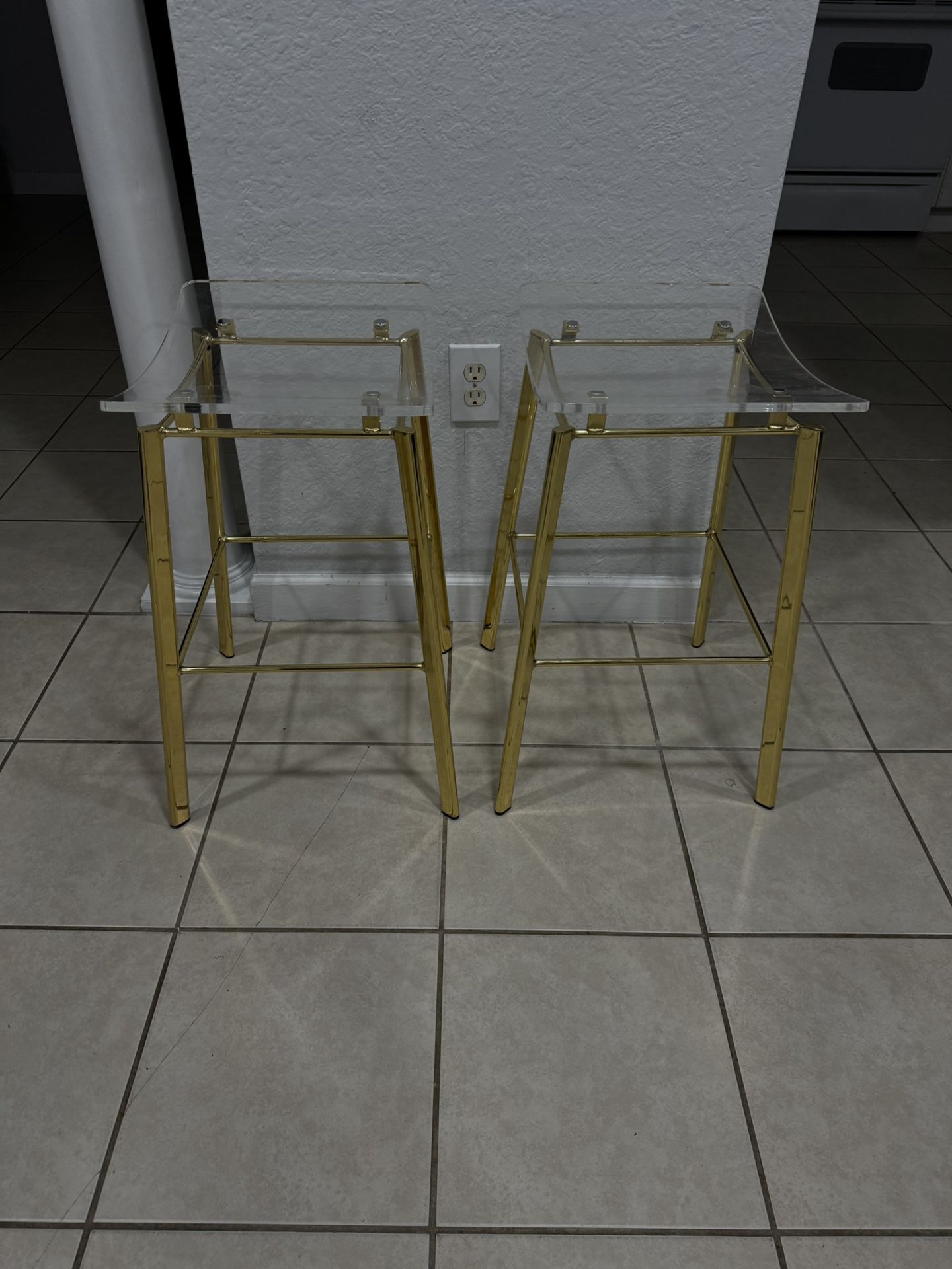 Two Elegant Bar Stools . 24” Height . Used In Good Condition . Location West Kendall 33194