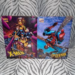 2 Marvel Comics Spider-Man & X-Men Tin Metal Wall Or Shelf Plaques 