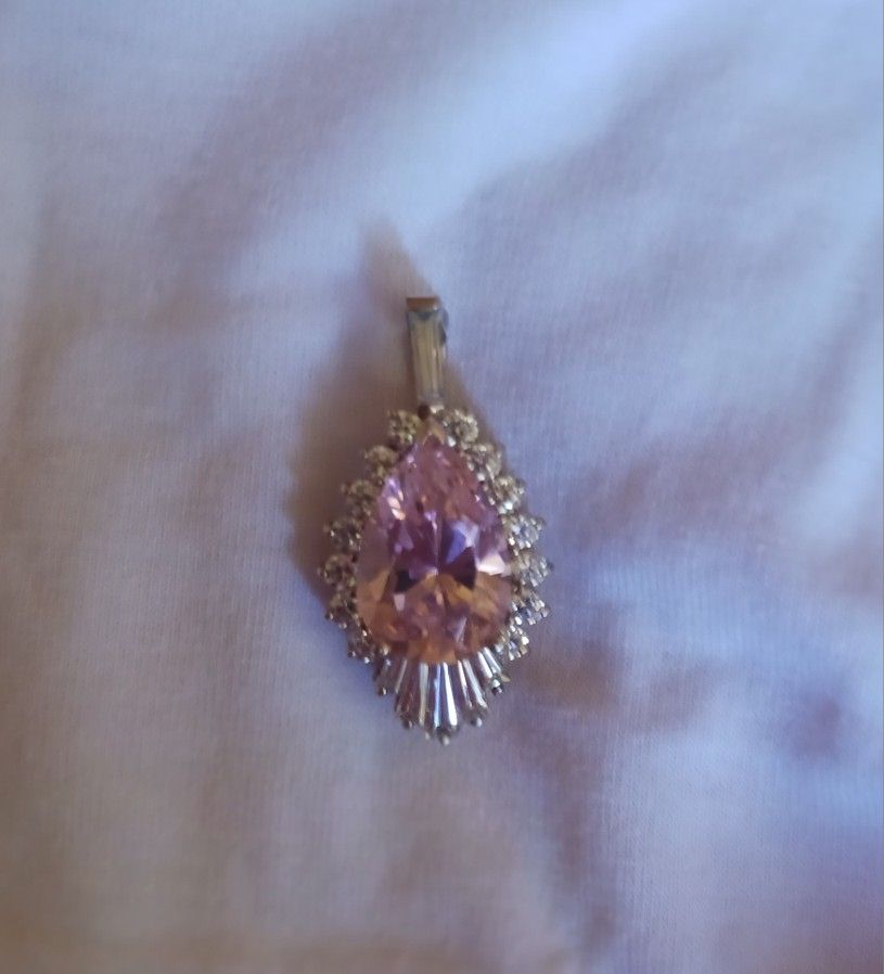 925 Sterling Silver Pink Topaz Pendant