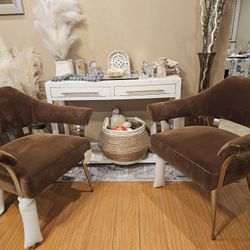 Brown Suede Accent Chair