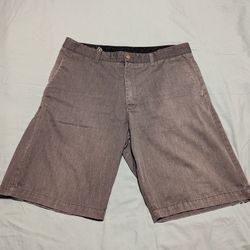 Volcom Mens Gray Corpo Class Flat Front Casual Chino Shorts Men’s Size 36