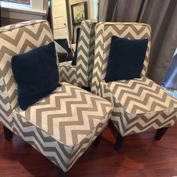 Pair Of Chevron Design Armless Chairs