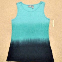 BRAND NEW WITH TAG CLASSIC ELEMENTS JUNIORS SLEEVELESS RIBBED MOODY BLUES SUMMER TOP SIZE LARGE