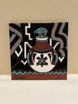 Vintage 1985 Ceramic Tile Designed by Cleo Teissedre