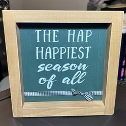 10x10” Wood Frame Christmas Holiday Season Wall Hanging or Free Standing Tabletop Sign Home Decor