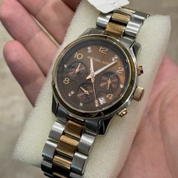 Authentic Michael Kors Rose Gold And Stainless Steel Chronograph Watch