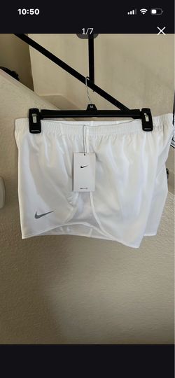 WOMENS NIKE NEW DRI-FIT ATHLETIC RUNNING SHORTS WHITE SIZE MEDIUM