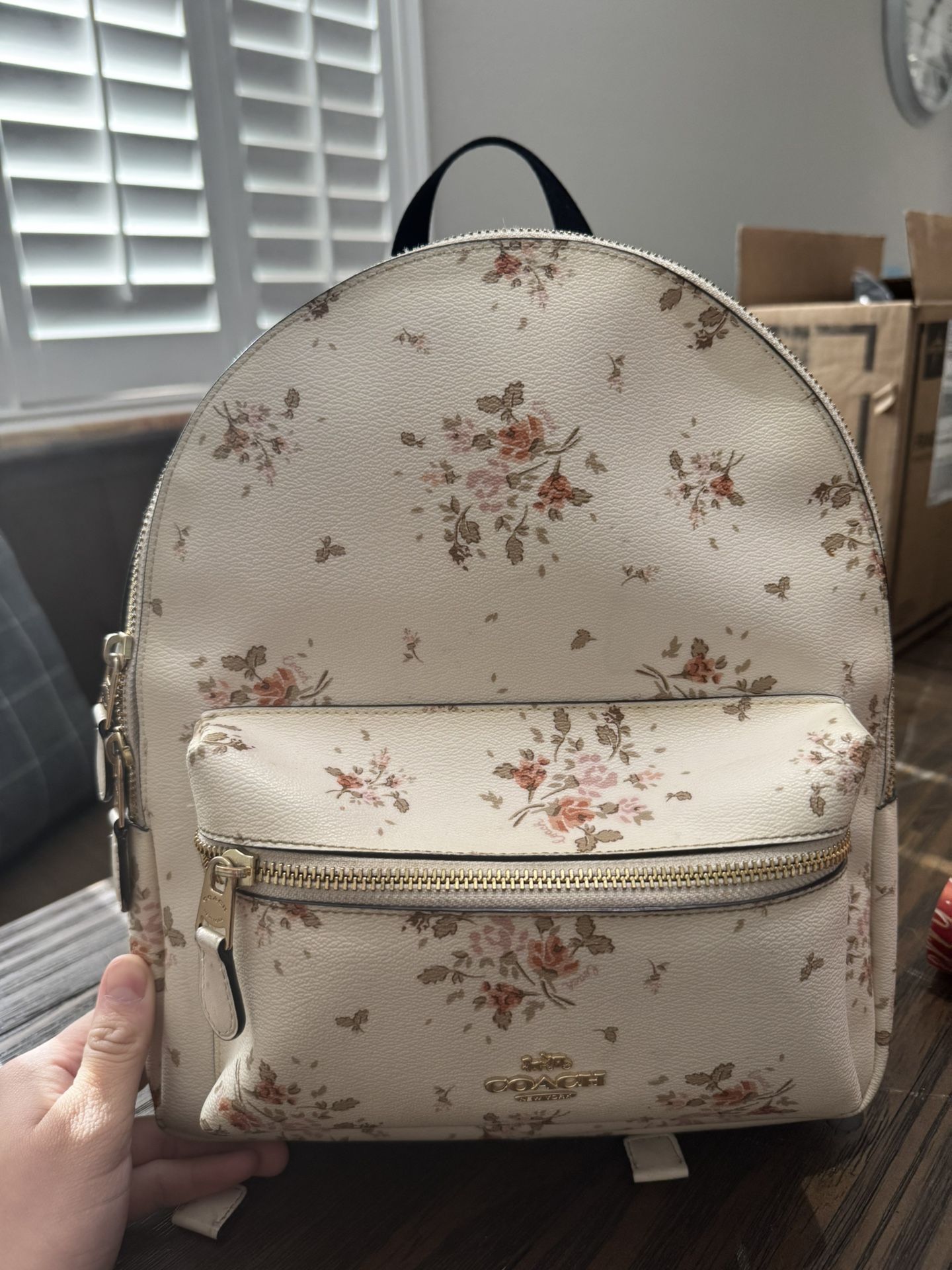 Coach : Off White Floral Backpack
