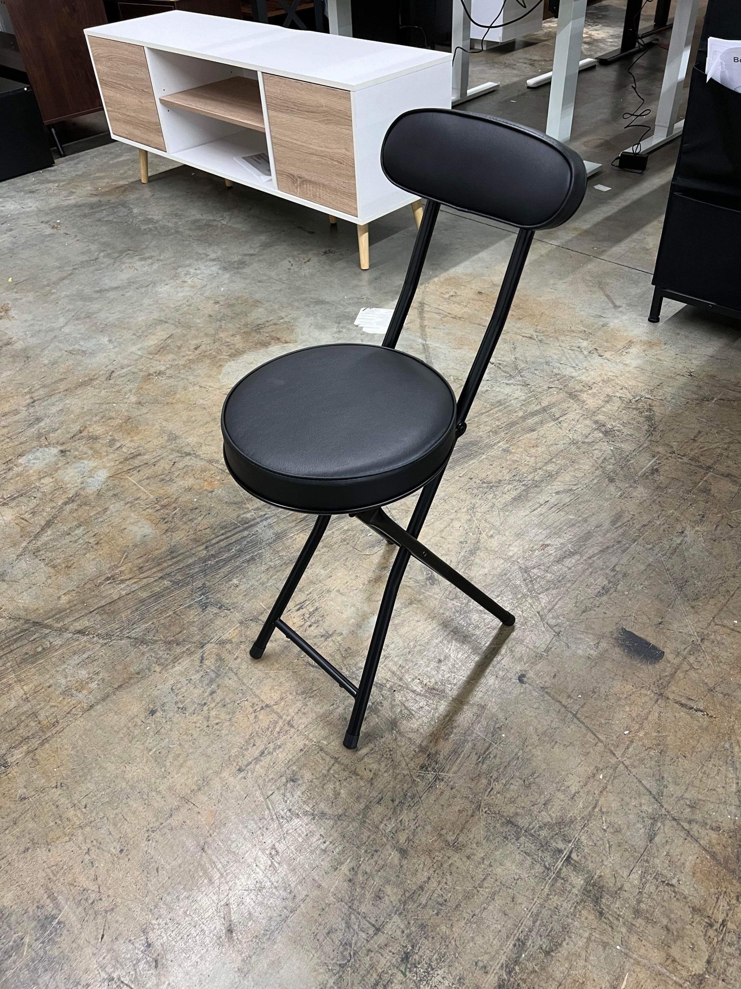 set of 4 Cushioned Padded Folding Stool with Back,Black