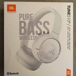 JBL Tune 510BT: Wireless Bluetooth On-Ear Headphones with Purebass Sound - with Cleaning Cloth - White