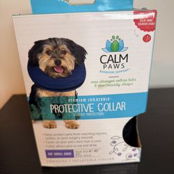 Protective Inflatable Collar Small w/ Dog Calming Disc Neck 6 - 10 in