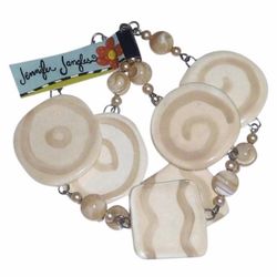 Jennifer Jangles Flat Bead Ceramic Bracelet Double Wrap