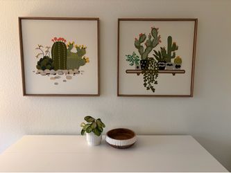 Cactus wall decor on Canvas Needlepoint embroidery