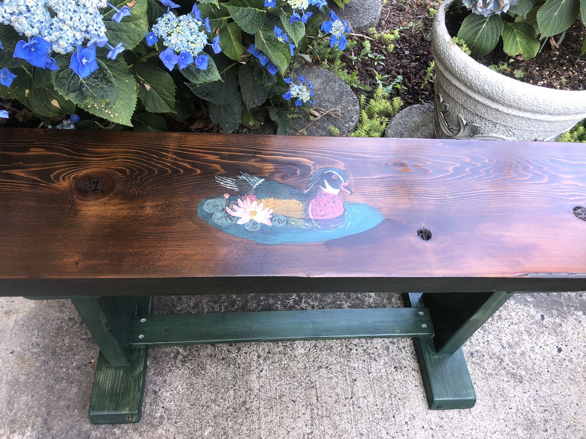 Handcrafted Wooden Duck Bench