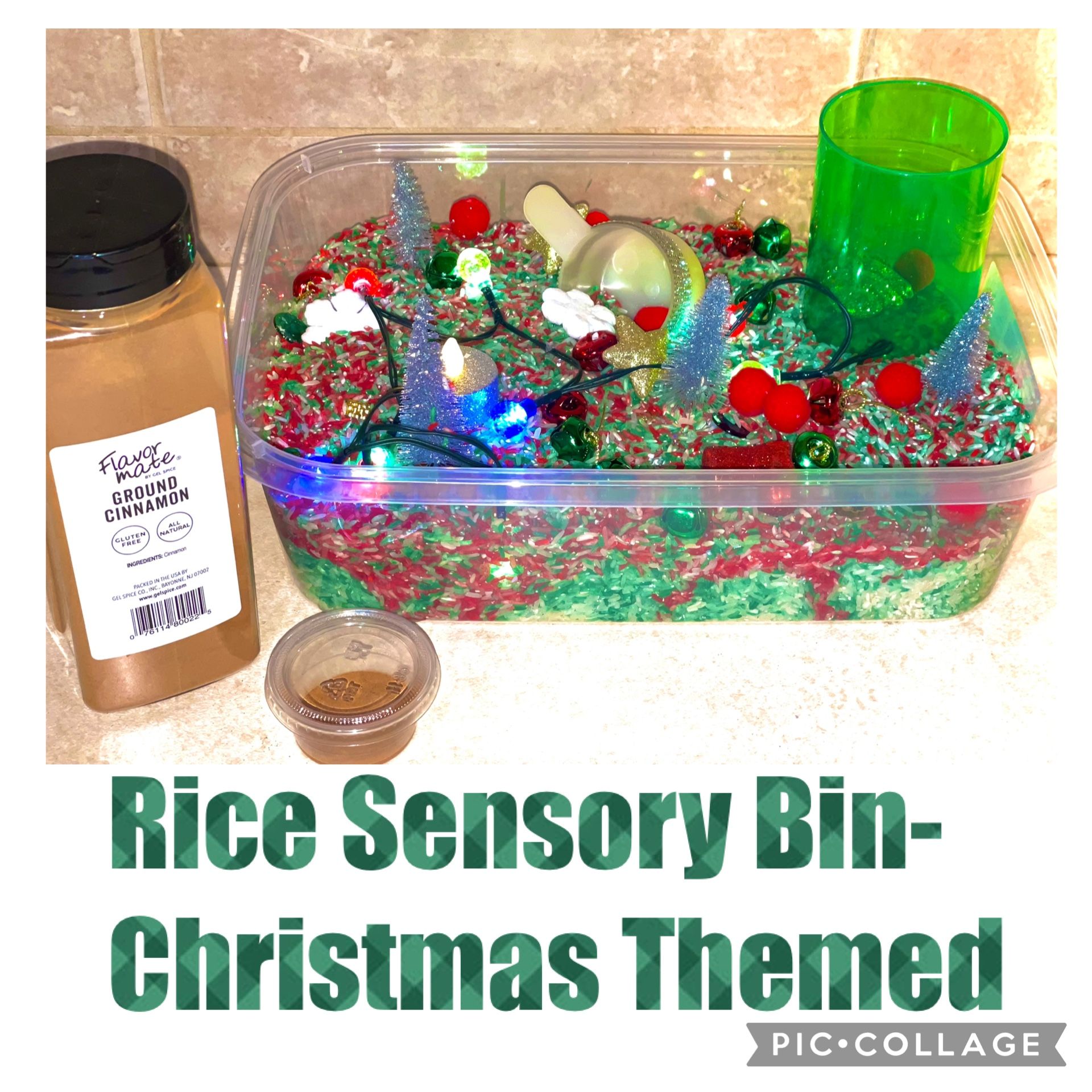 Christmas Themed Rice Sensory Bin